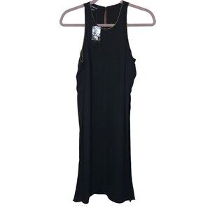 Bebe Tunic Top Split Sides Open Back Sheer Lined Romantic Whimsigoth Black Sexy